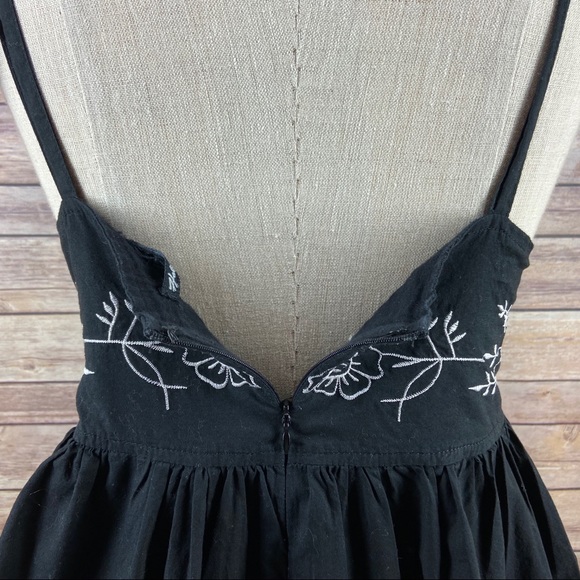 Hale Bob Tie Strap Fit & Flare Embroidered Black White Floral Mini Dress - Picture 9 of 12